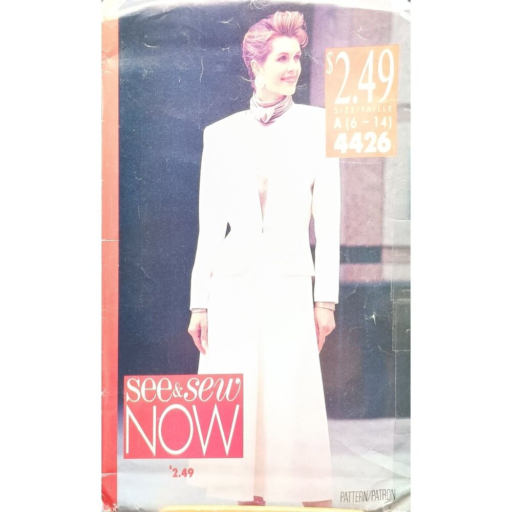 Vintage Butterick See & Sew Sewing Pattern 4426 Womens Jacket & Skirt Suit Ensem